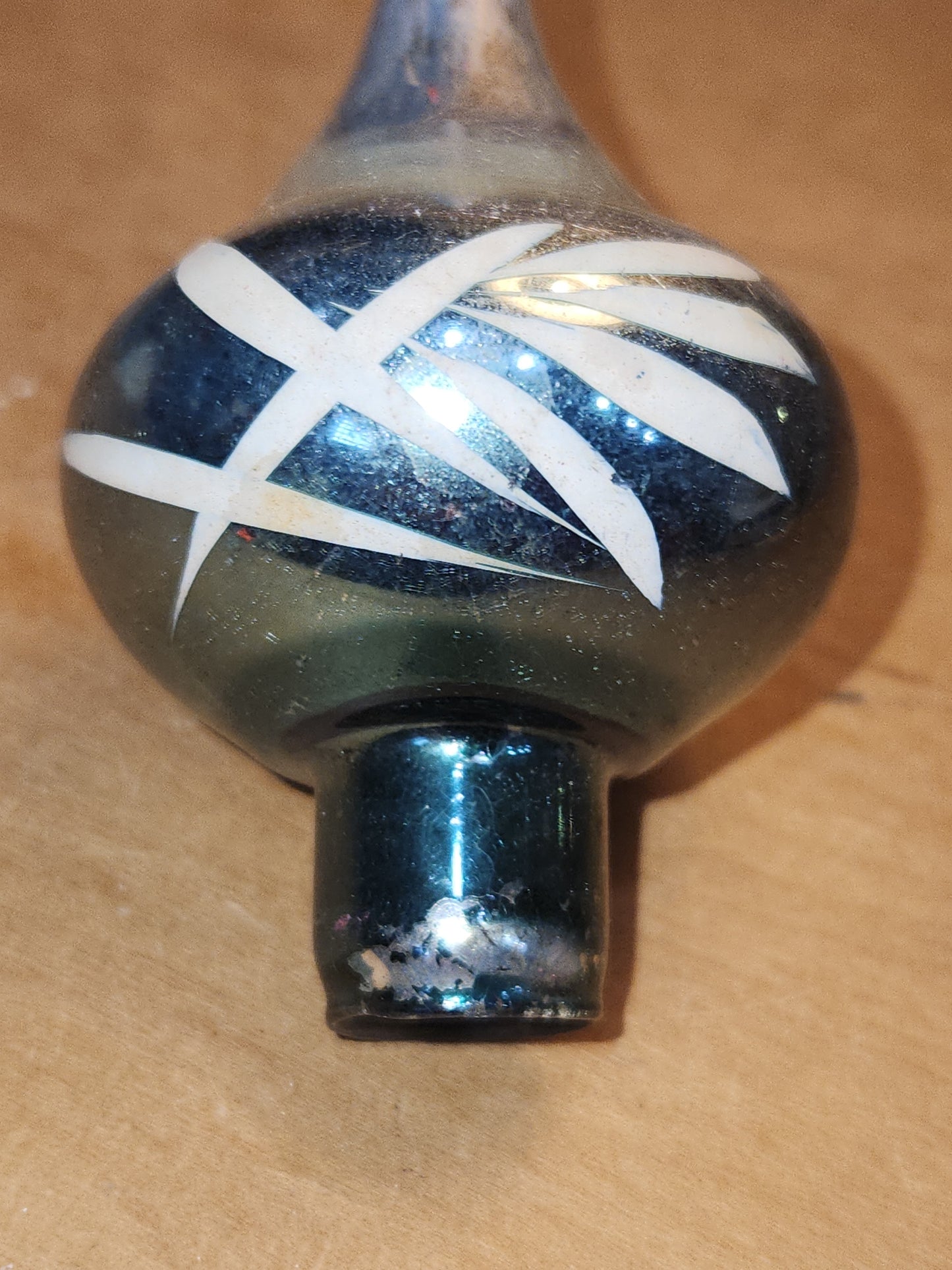 Vintage Mercury Glass Tree Topper Teal and Silver NO BOX tt08