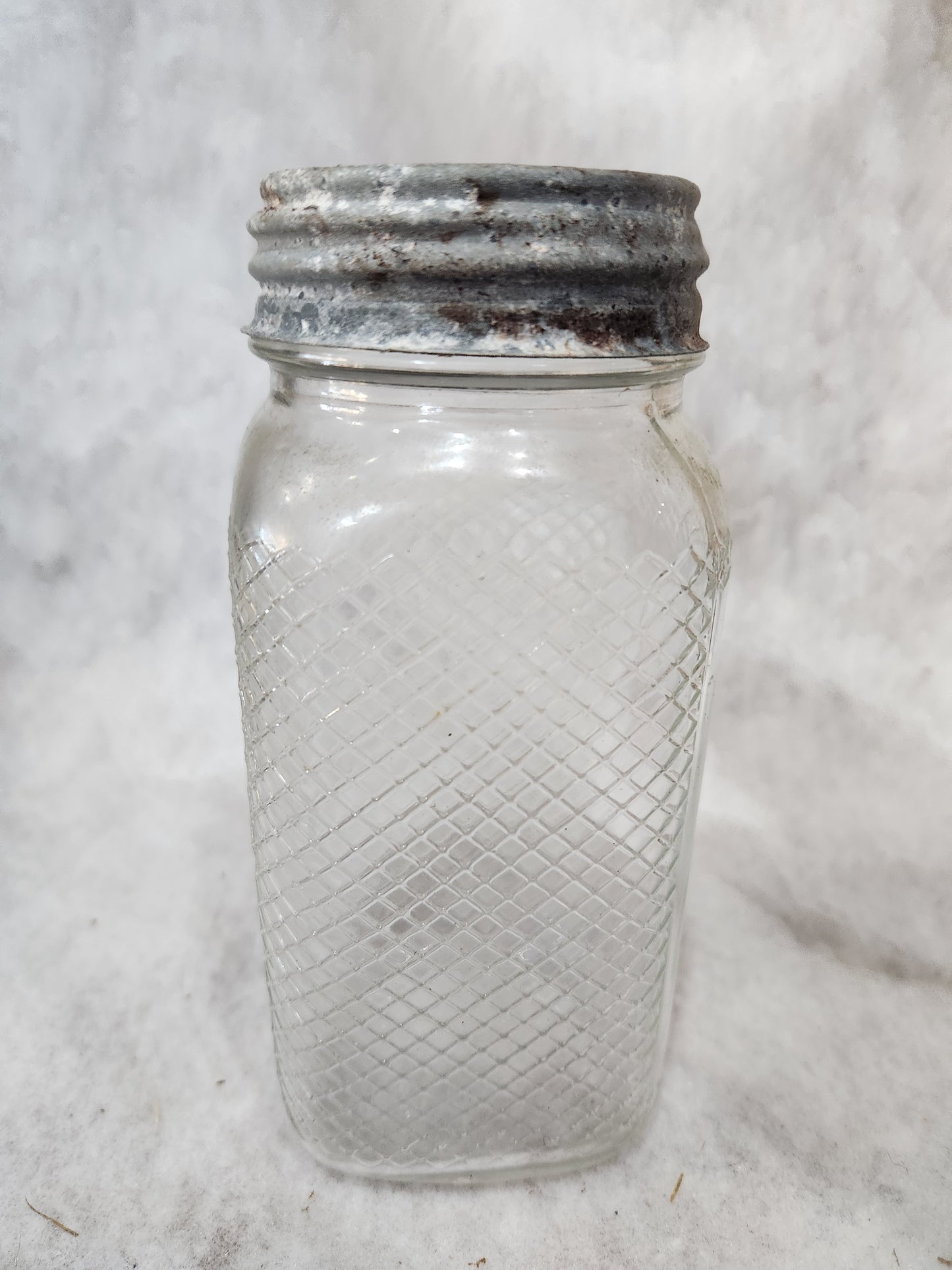 Vintage 1930-1940’s Hazel Atlas Diamond Clear Glass Jar Canister for coffee, tea, sugar jar43