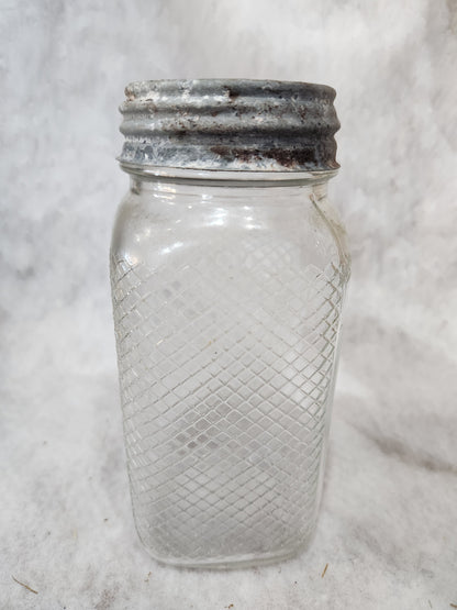 Vintage 1930-1940’s Hazel Atlas Diamond Clear Glass Jar Canister for coffee, tea, sugar jar43