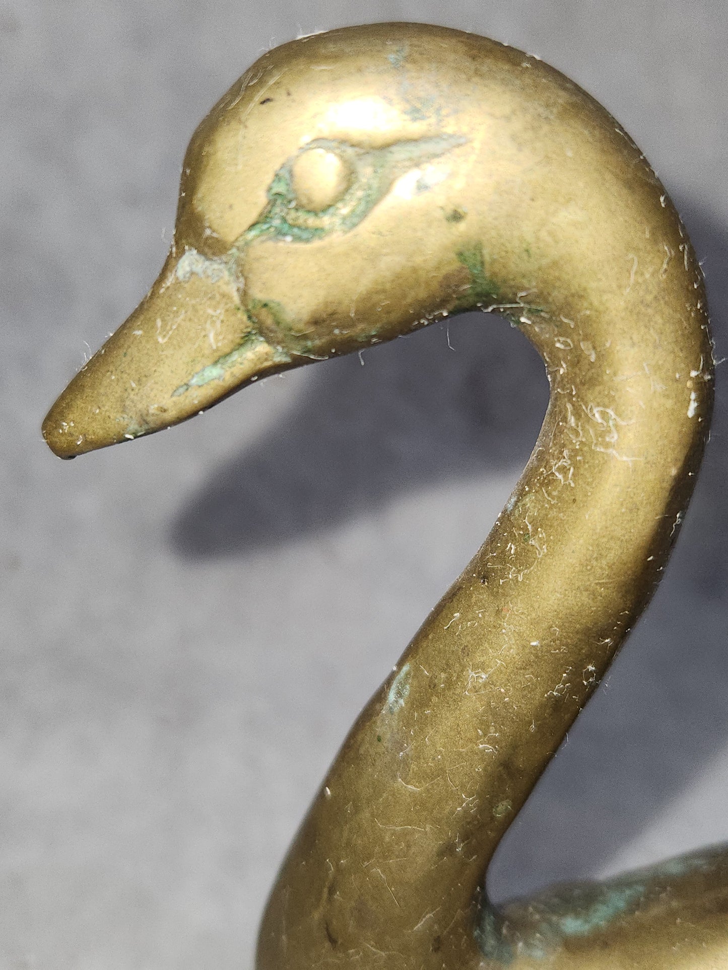 Vintage Solid Brass swimming swan patina br130