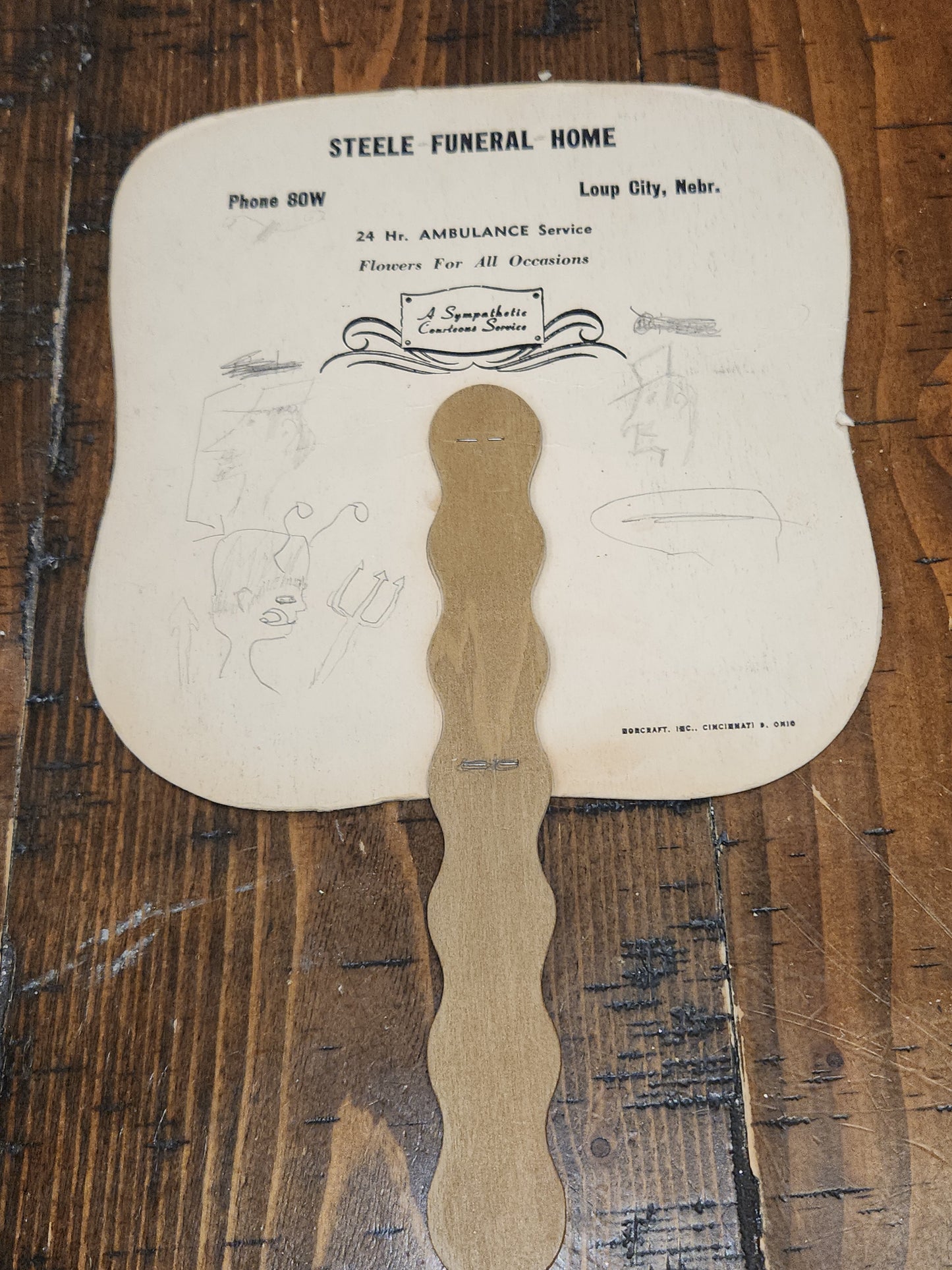 Vintage Advertising Fans Set of 3 Steele Funeral Home Nebraska Norcraft Inc. Cincinnati Ohio fan5