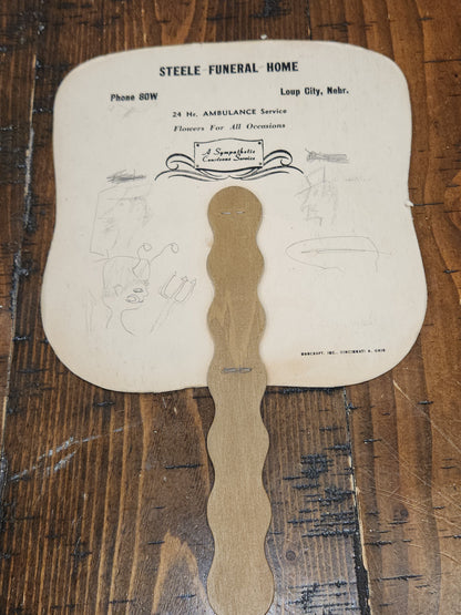 Vintage Advertising Fans Set of 3 Steele Funeral Home Nebraska Norcraft Inc. Cincinnati Ohio fan5