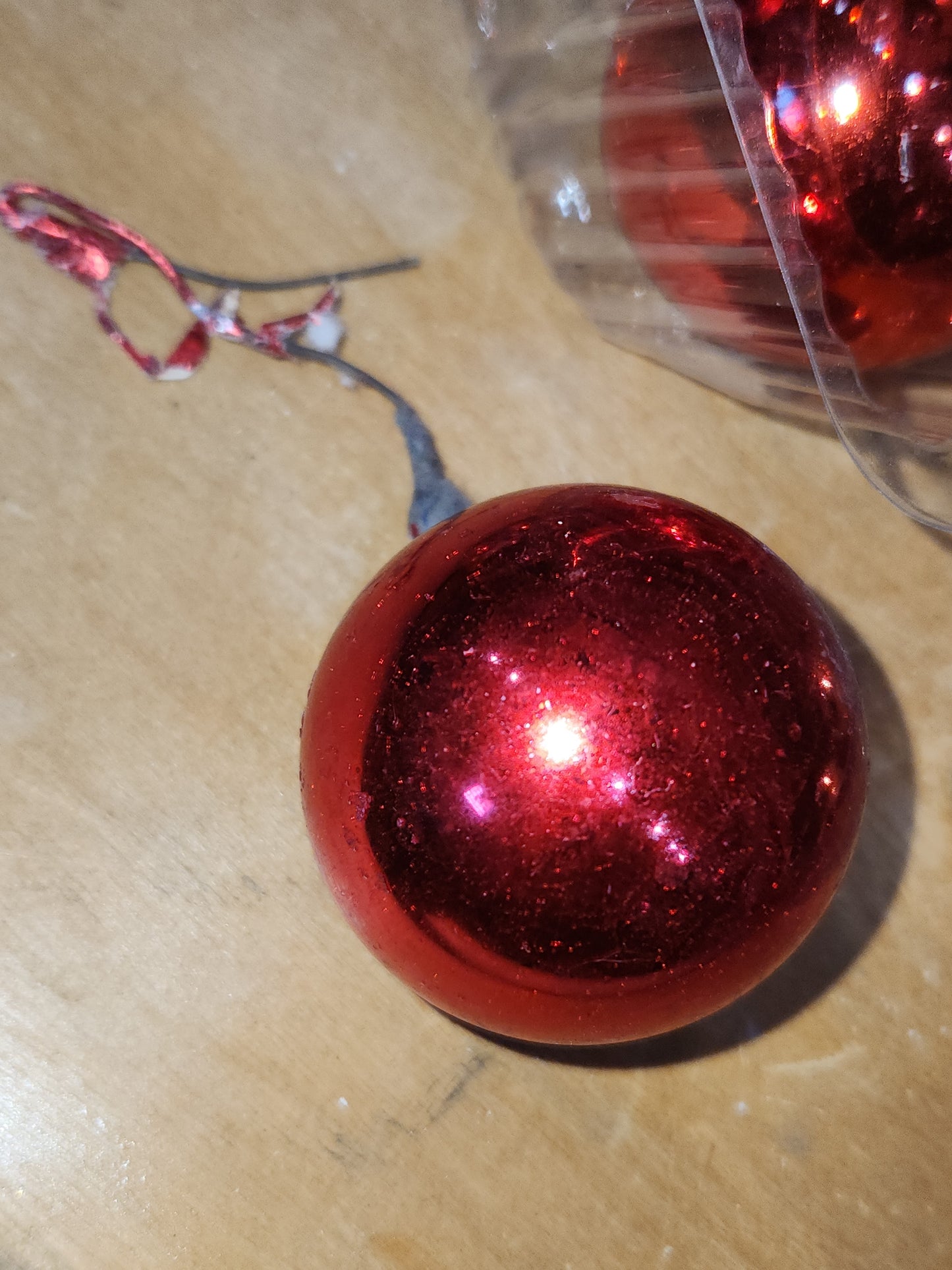 Vintage Mercury Glass Ball Ornament on Picks or Stems Red and Gold Nearly 2" Set of 7 mg5