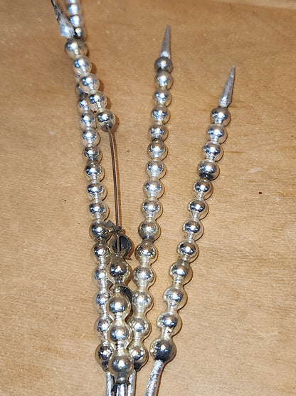 Vintage Mercury Glass Bead Picks Silver Green Beads with Spikes Stems Picks
