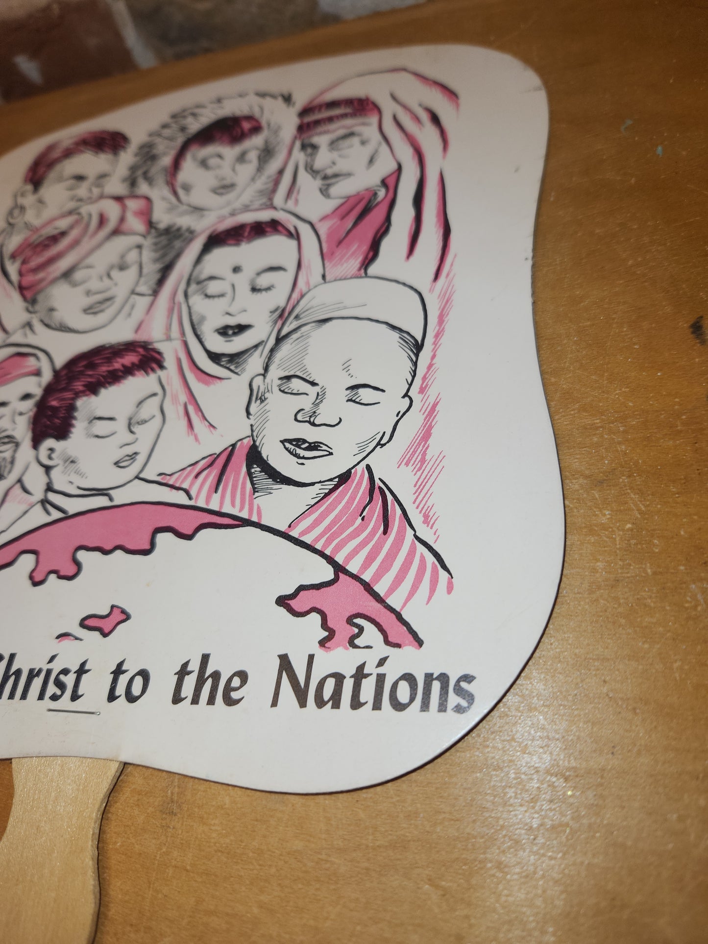 Vintage Advertising Hand Fan & Envelope Bringing Christ To The Nations Lutheran Hour St Louis 10, MO AS IS af4