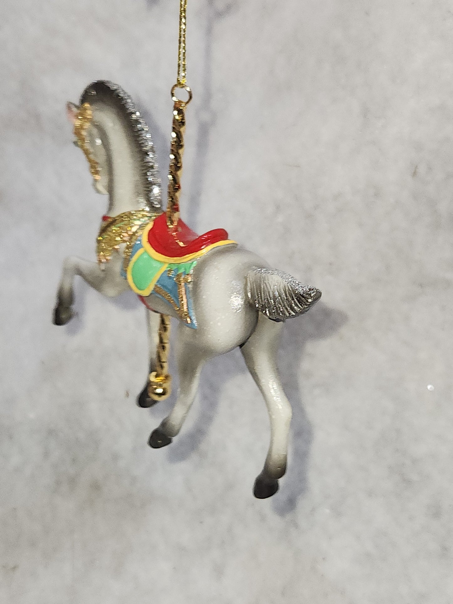 4" Resin Carousel Ornament gray dapple prancing horse orc1