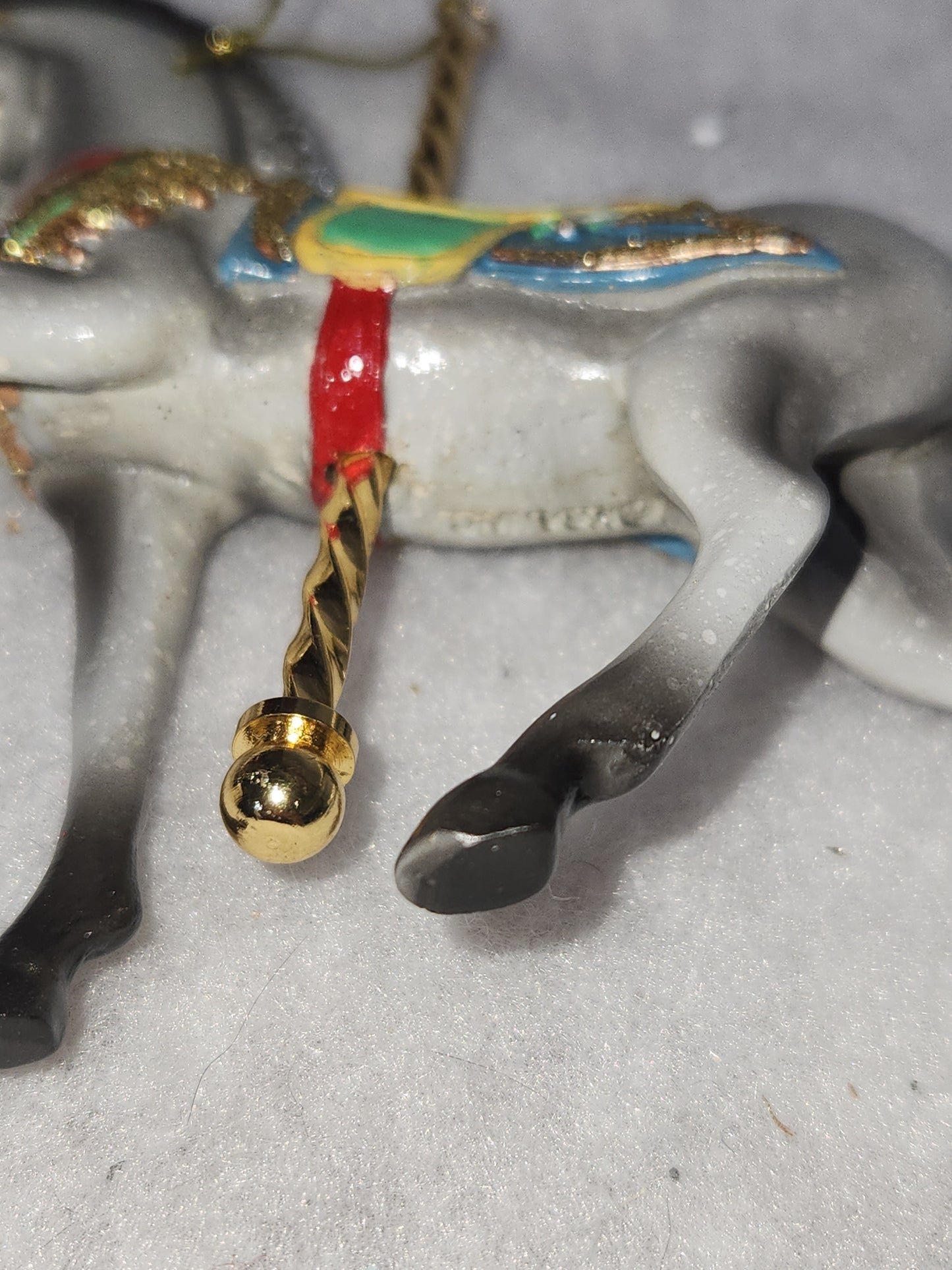 4" Resin Carousel Ornament gray dapple prancing horse orc1