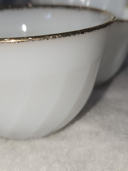 Vintage Fire King White Milk Glass Ribbed Swirl Tea Cup Oven Ware set of 5 fk4