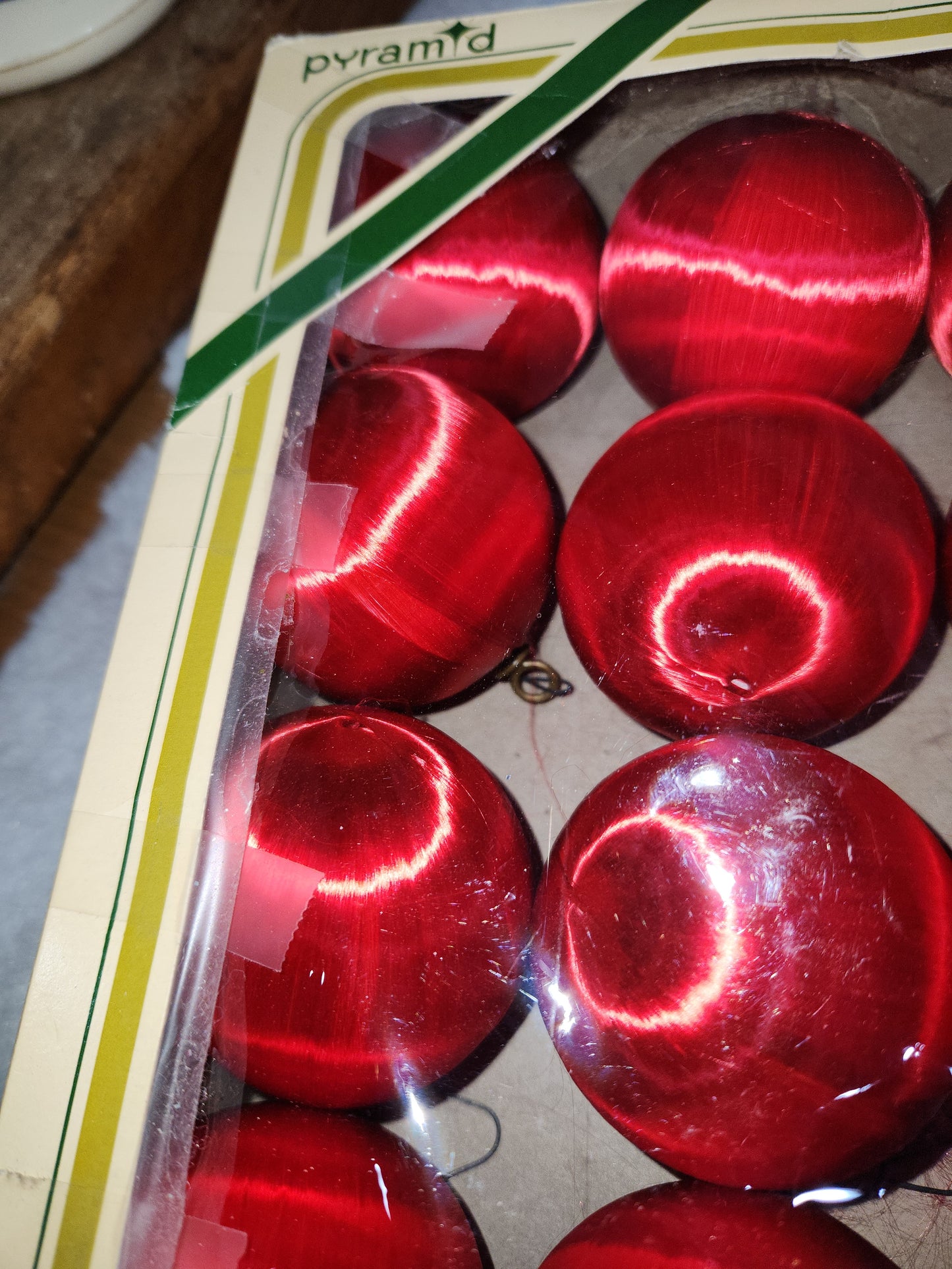 Vintage Pyramid 24 Red Silk Ornaments 2 boxes of 12