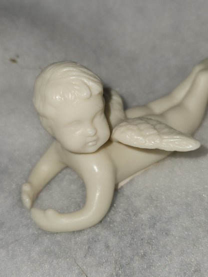 Vintage flying Cherubs Angels Fine Bisque Porcelain Candle Huggers China an69