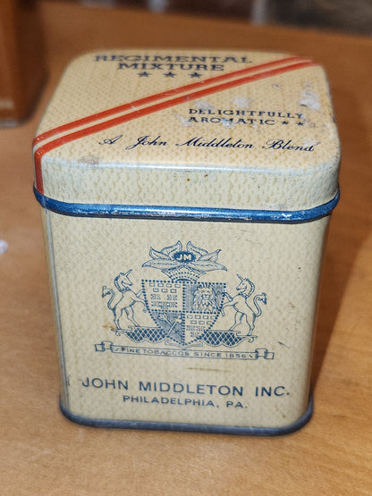 Vintage John Middleton Tobacco Tins Walnut, Regimental, Philadelphia, Bin 56 NO CONTENTS tt56