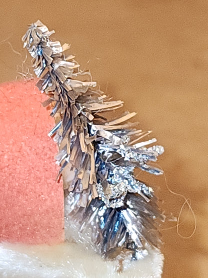 Vintage Spun Cotton Dwarf or Elf with Chinelle Bottle Brush Tree Pinecone and Mushroom Japan elf11