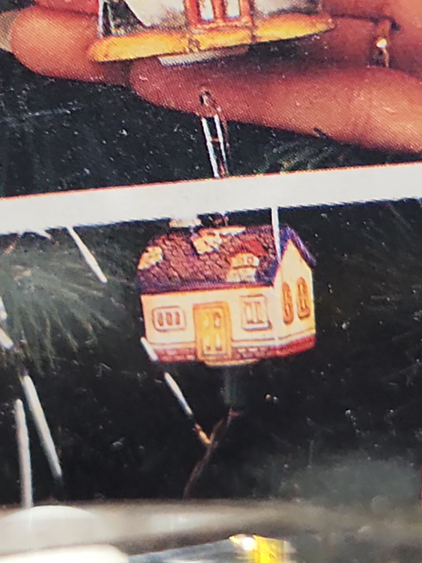 Vintage Holiday Traditions Porcelain House Christmas Ornaments set of 2 NIP and 1 NIP