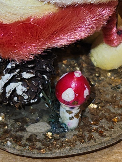 Vintage Spun Cotton Dwarf or Elf with Stockings Chinelle Pinecone and Mushroom Japan elf2