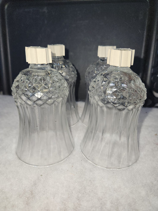 Vintage Home Interiors Diamond Crystal Glass Votive Cup Candle Holder Set of 4