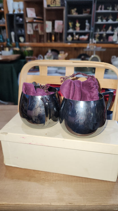 Antique vintage Empire Crafts silver plated creamer and sugar bowl. with bags and box ss98 wn6