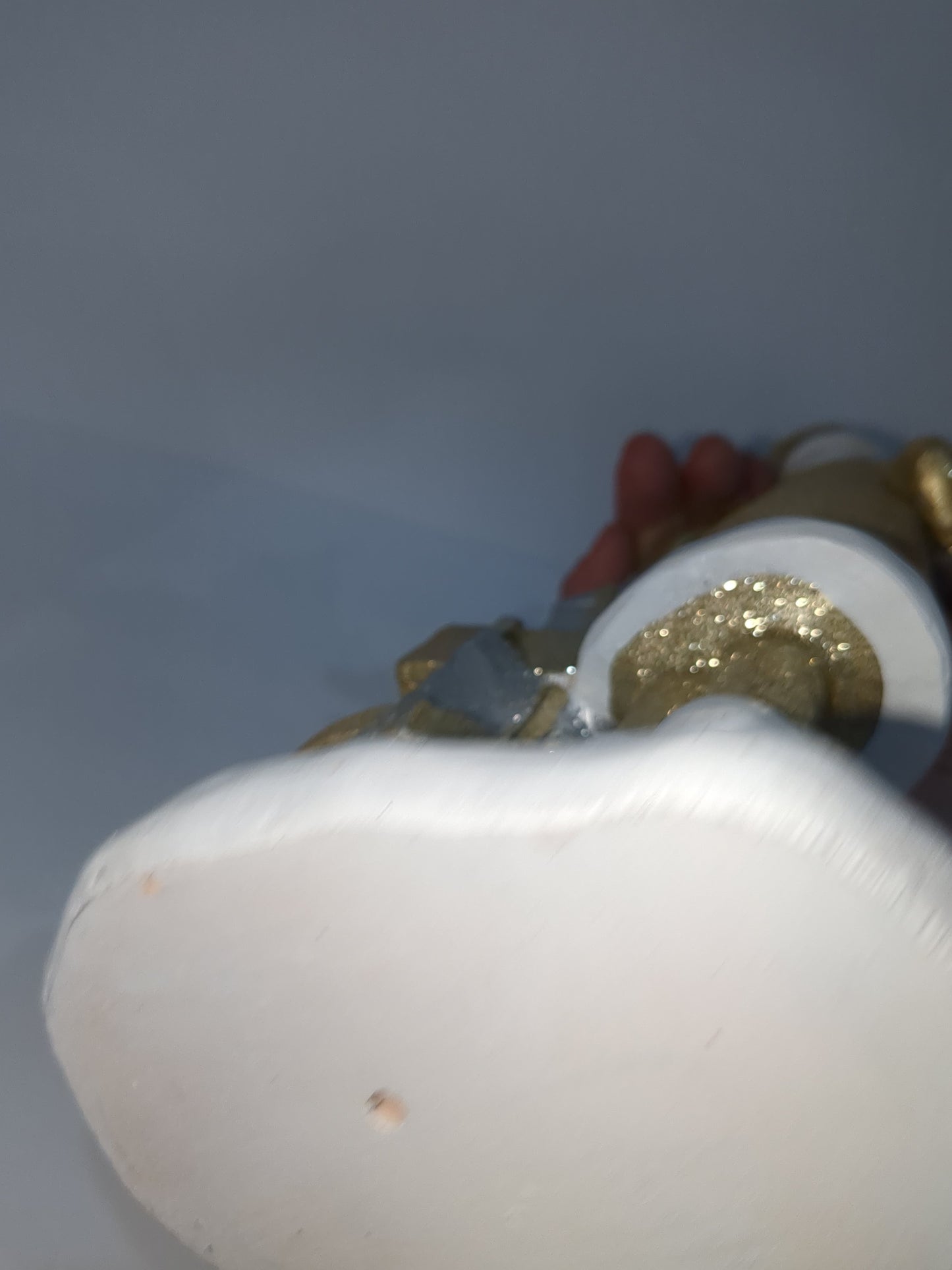 Sags glittery gold silver and white Santa