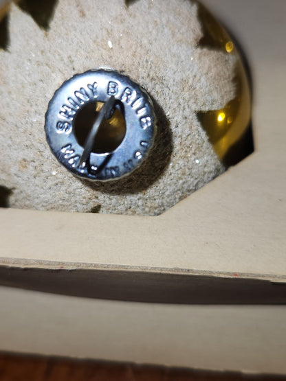 Vintage Shiny Brite ELEVEN 2 1/4" Glass Ornaments Gold Snow Capped With Mica ONE MISSING bo192