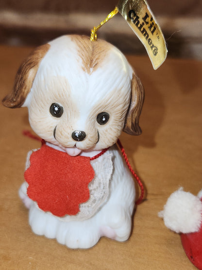 Vintage Jasco L'll Chimmers Ornament Bell Dogs and Angel set of 3