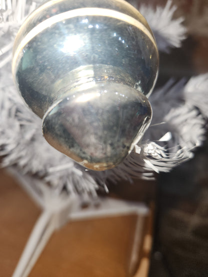 Vintage Premier Glass Christmas Ornament Lantern Silver Gold White vo8