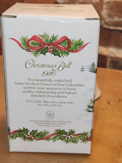 Vintage Avon Christmas Bell 1986 Porcelain Collectible Children Ice Skating