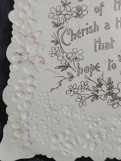 Antique Valentines Postcard Embossed Beloved Victorian couple Embossed flowers poem
