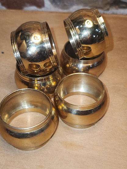 Vintage Brass Napkin Rings Smooth Set of 6 br01