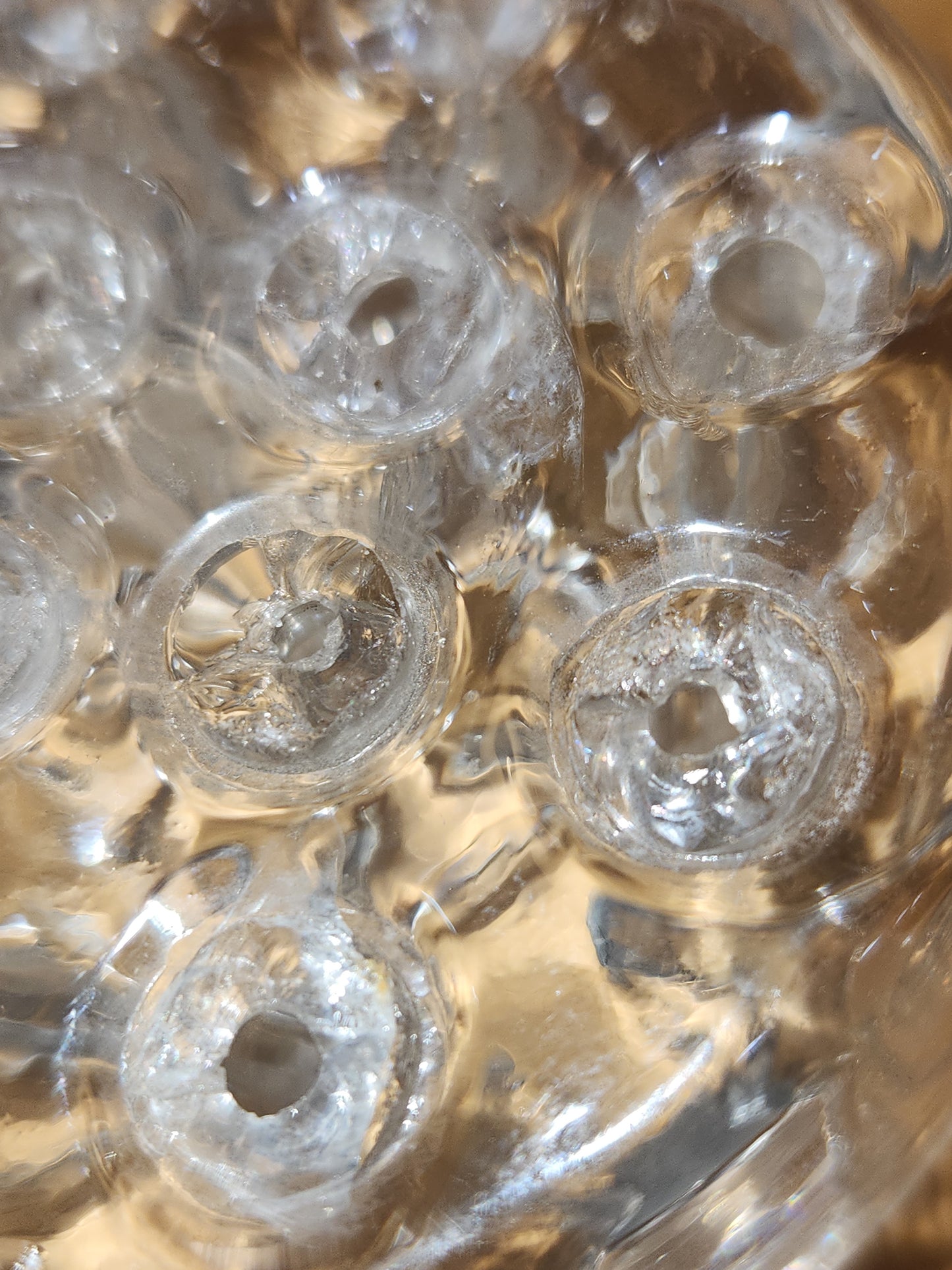 Vintage Flower Frog Clear Glass has 11 Holes AS Is ff12