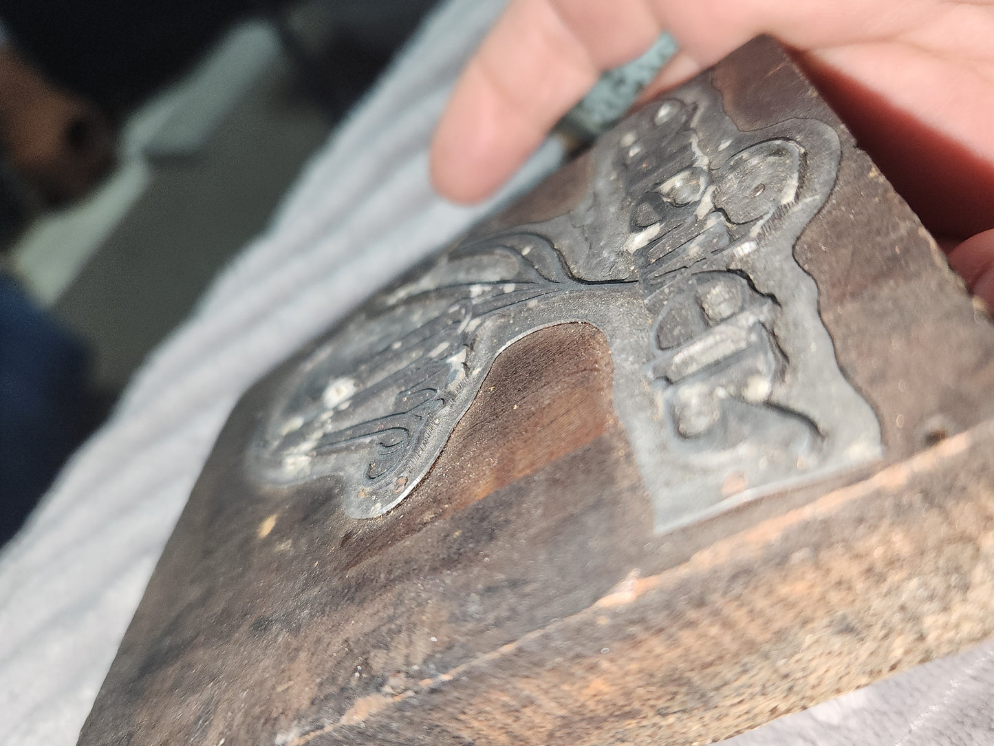 Vintage Wood Metal Newspaper Print Block Printer's Press Easter Lily 2 Blocks pb2e