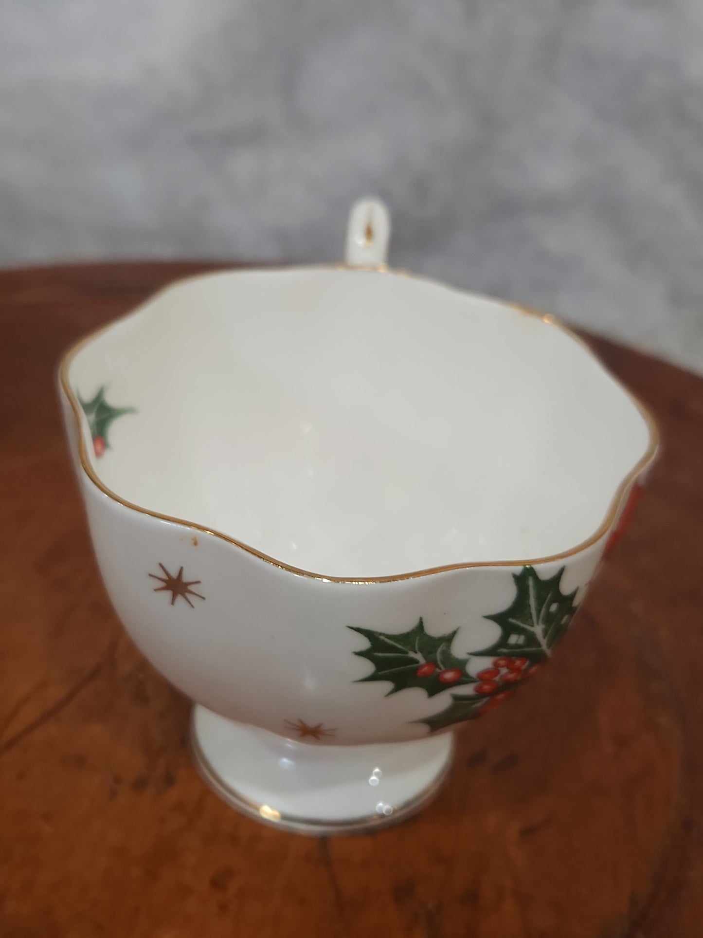 Vintage Queen Anne Noel Tea Cup Poinsettia Holly Christmas Rose replacement cup NO SAUCER