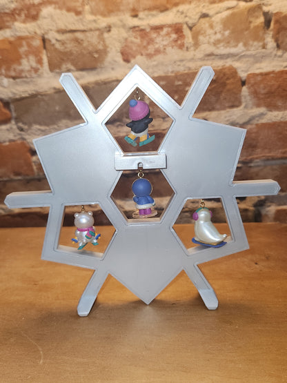 Vintage Avon Wee Winter Friends Display Stand Along With Set Of Four Wee Winter Friends Penguine, Seal, Polar Bear, Eskimo NO BOX ww67