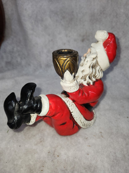 Vintage Paper Mache Santa Candle Holder Figures Japan Sticker JUST ONE sn89