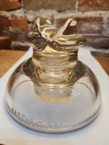 Vintage Kimble 830 Clear but Slight Amber Tint Tempered Glass Insulator 12-51 Made in USA 830a
