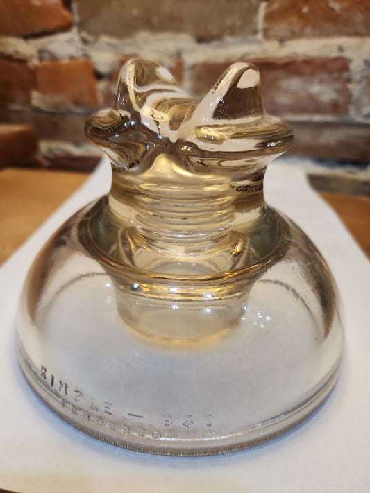 Vintage Kimble 830 Clear but Slight Amber Tint Tempered Glass Insulator 12-51 Made in USA 830a