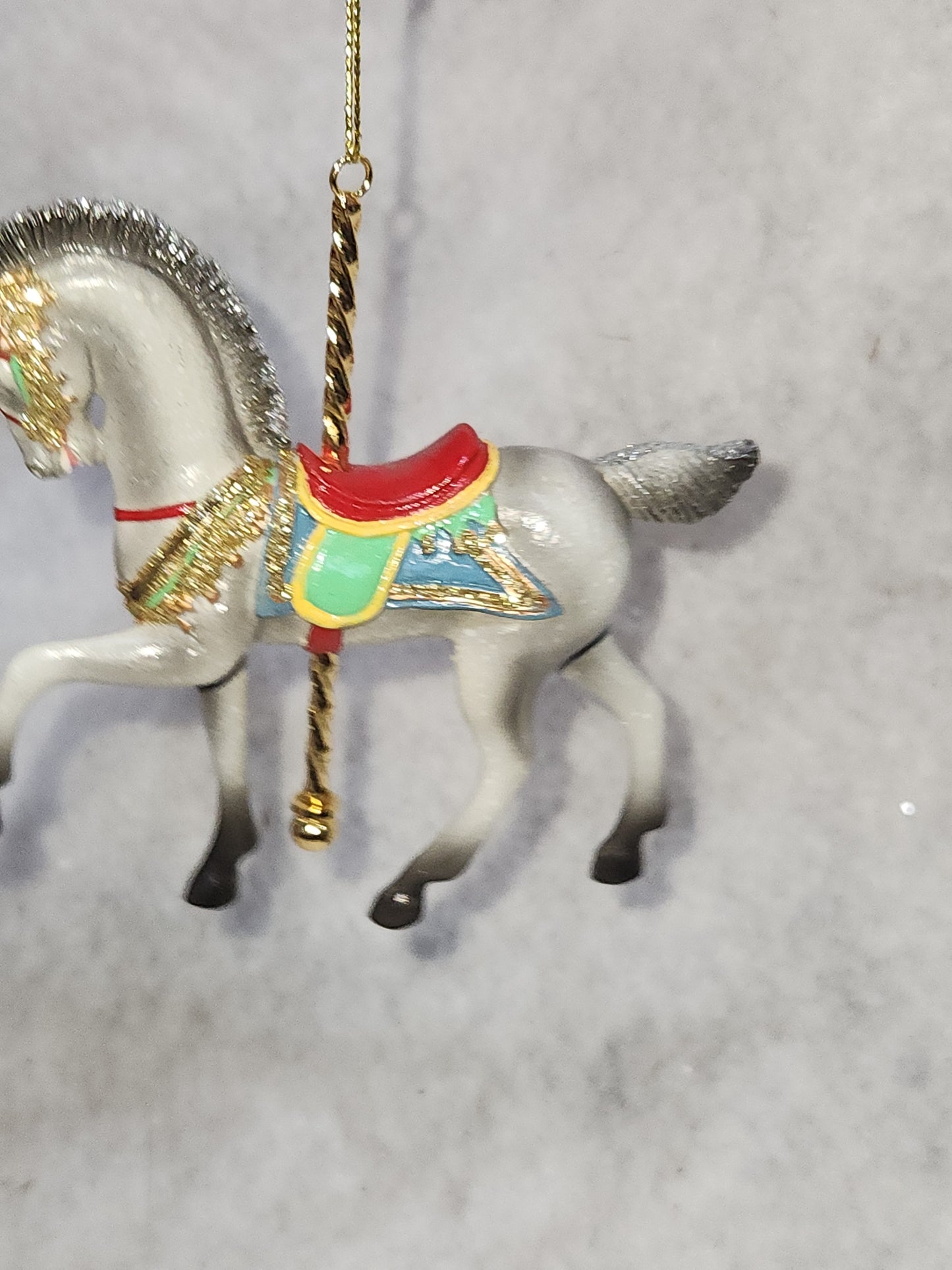 4" Resin Carousel Ornament gray dapple prancing horse orc1