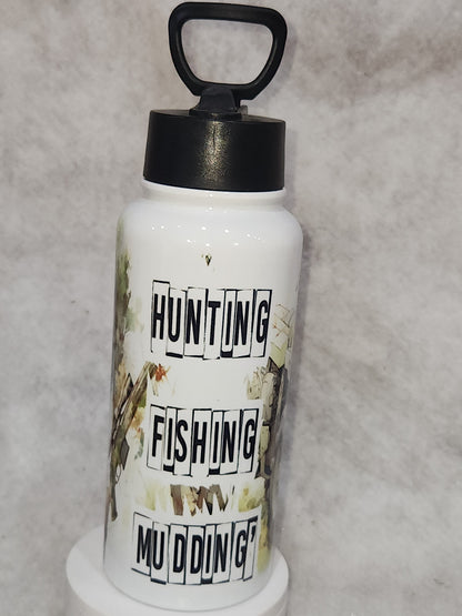 32 oz stainless steel insulated water bottle Tumbler Hunting Fishing Mudding t32h