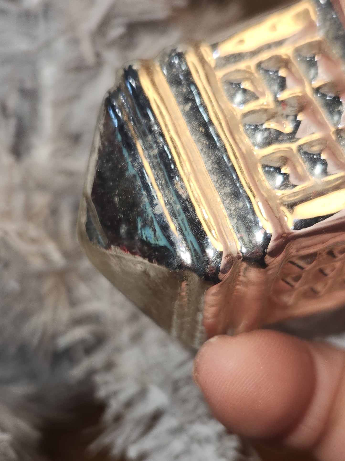 Vintage Mercury Glass Silver Lantern Christmas Ornament vo1