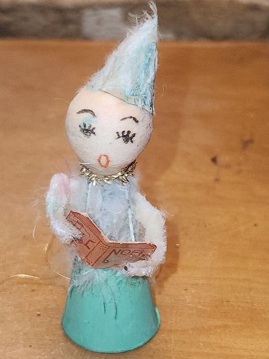 Vintage Commodore Japan Spun Cotton Lady Choir Christmas Ornament AS IS