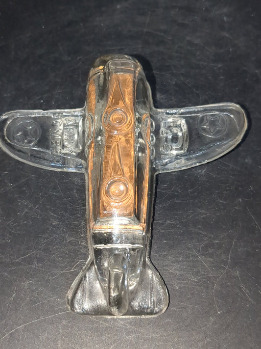 Vintage 1940s Jeanette Glass WWII  US Army Bomber glass candy container with original label Figural glass airplane candy gl123