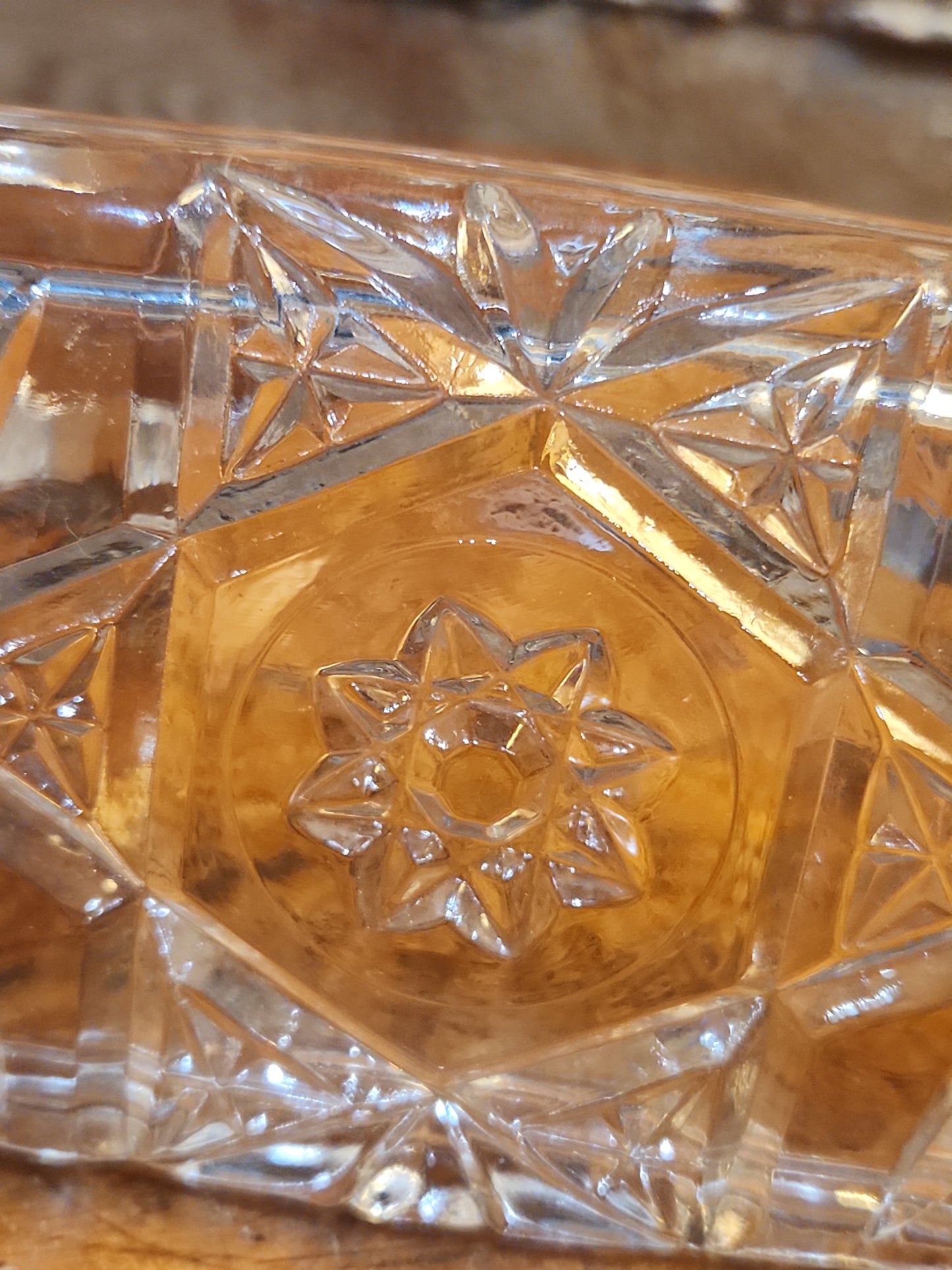 Vintage Anchor Hocking Cut Glass Butter Dish with Metal Handle kit70