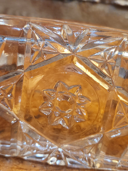 Vintage Anchor Hocking Cut Glass Butter Dish with Metal Handle kit70