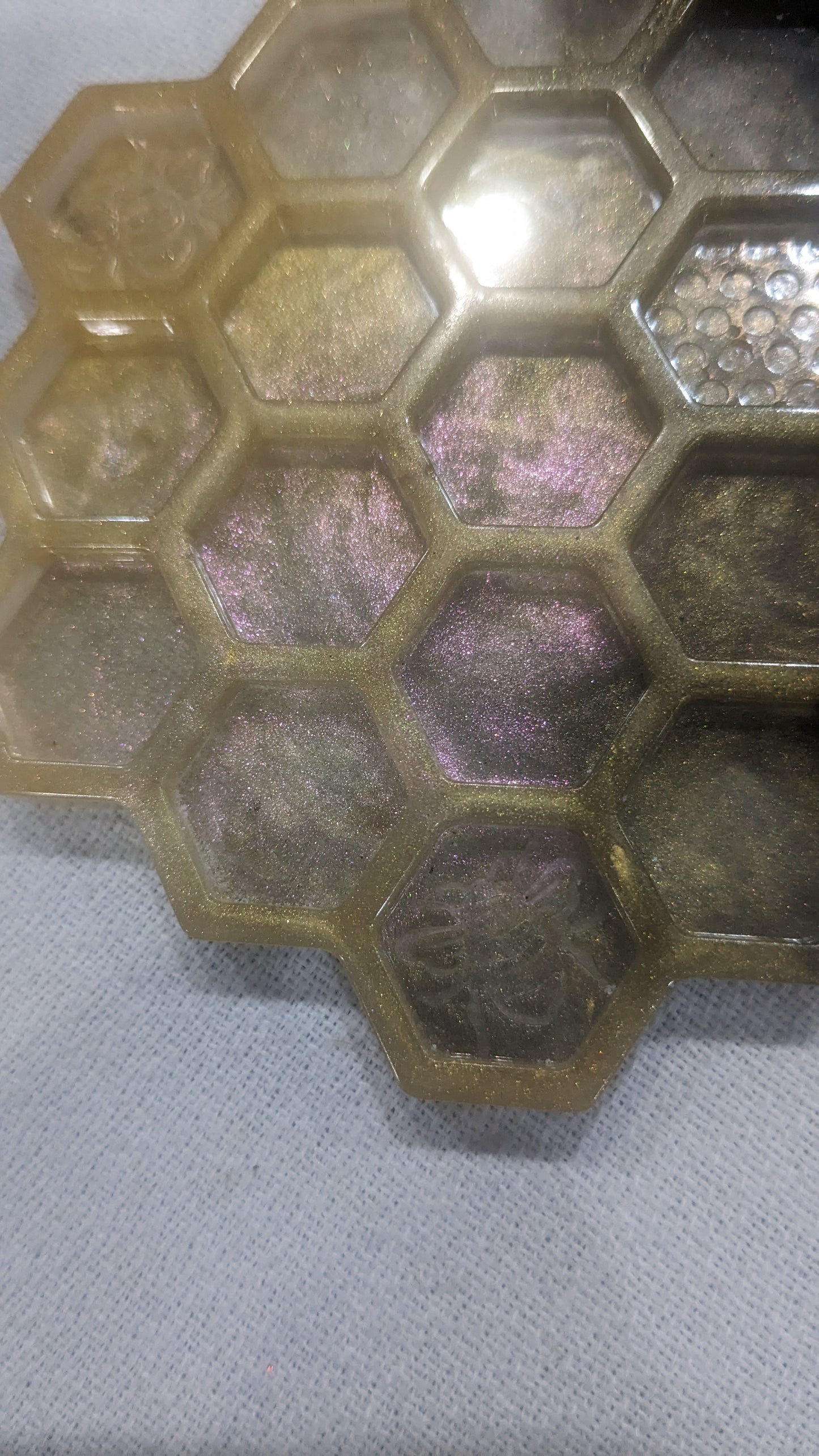 Coaster Set black and gold honeycomb and Bee