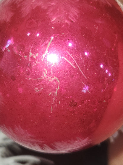 Vintage Shiny Brite Mercury Glass Snow Capped Pink Ornament Ornament sb3