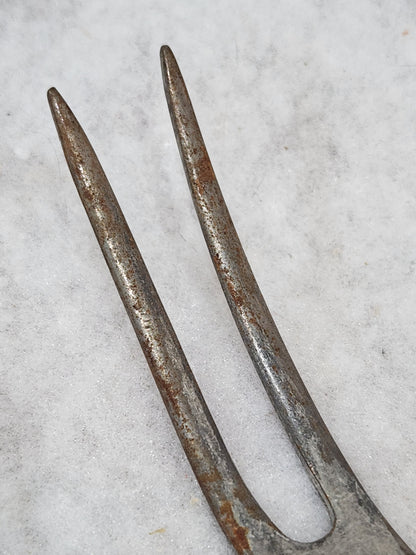 Antique Metal Two Pronged Serving Fork heavy kit66
