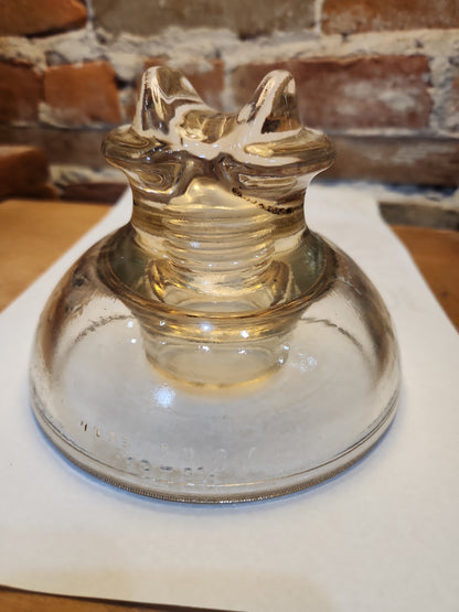Vintage Kimble 830 Clear but Slight Amber Tint Tempered Glass Insulator 12-51 Made in USA 830a