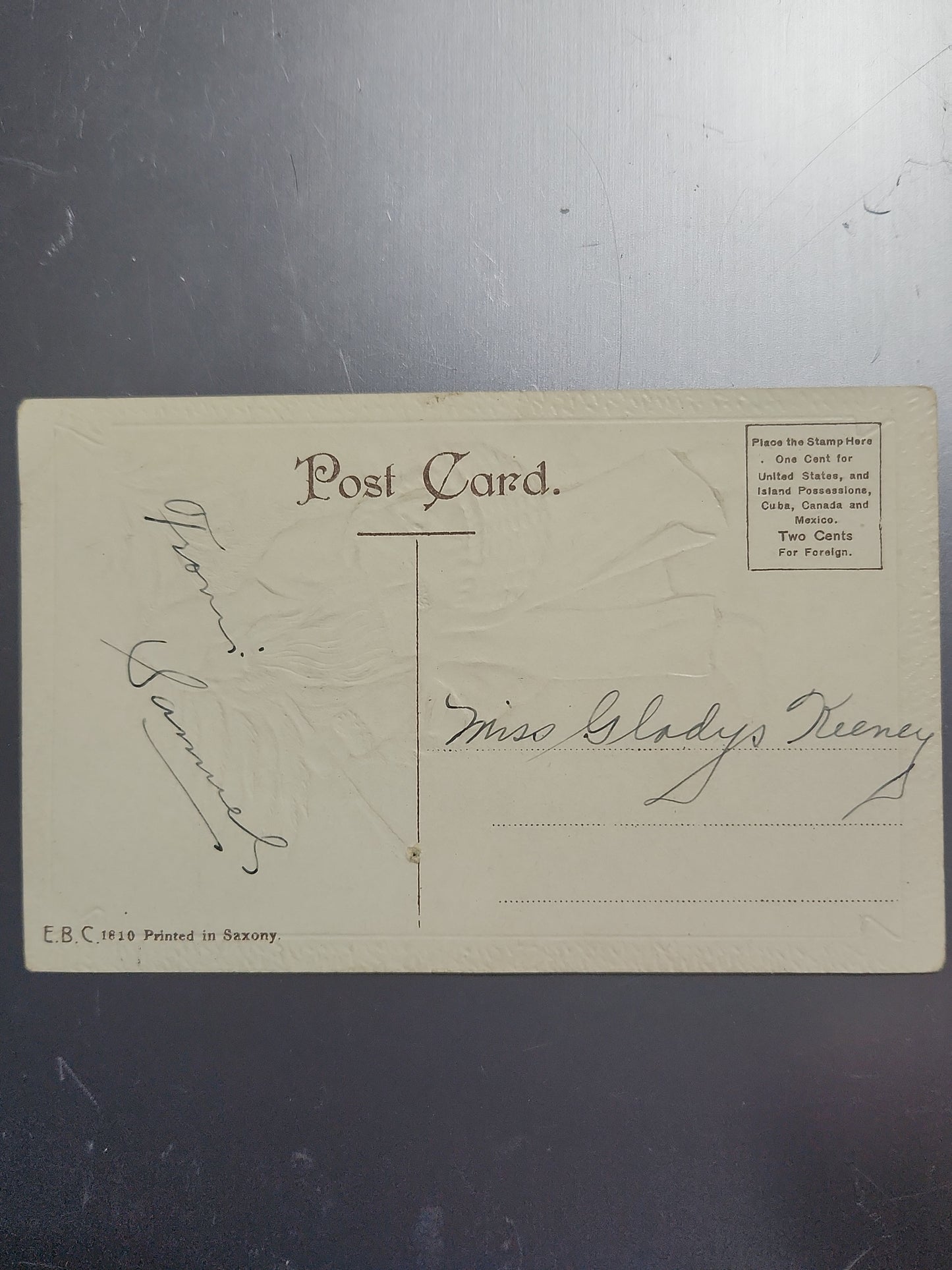 Antique Vintage Postcard A Merry Christmas St. Nicholas Santa Embossed printed in Saxony c1910