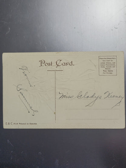 Antique Vintage Postcard A Merry Christmas St. Nicholas Santa Embossed printed in Saxony c1910