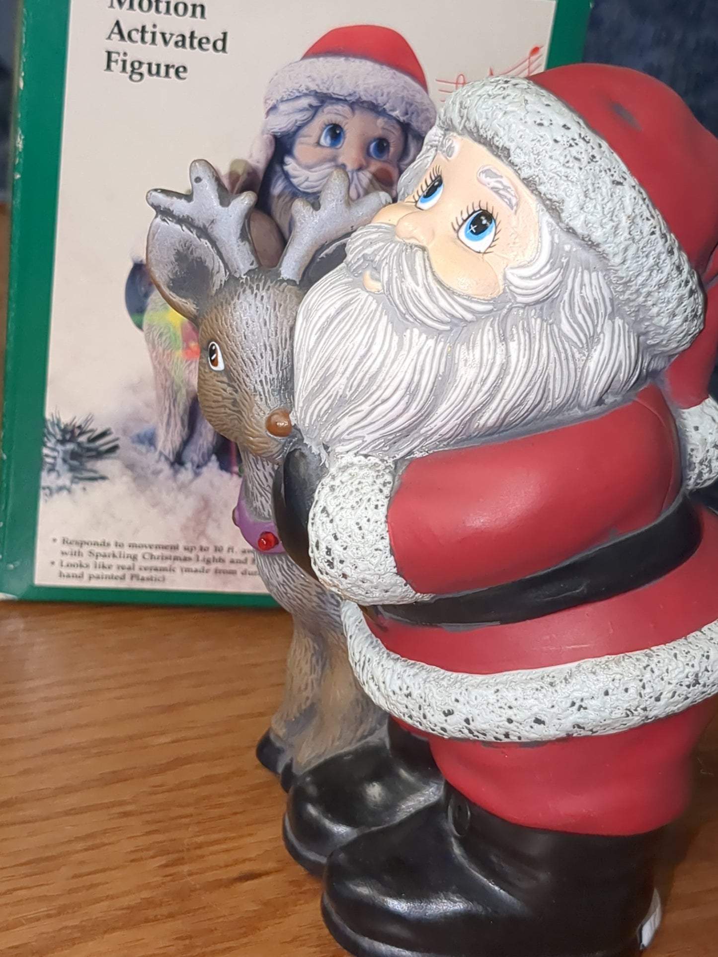 Motion Activated Season's Greeters Santa and Reindeer Figurine. s516
