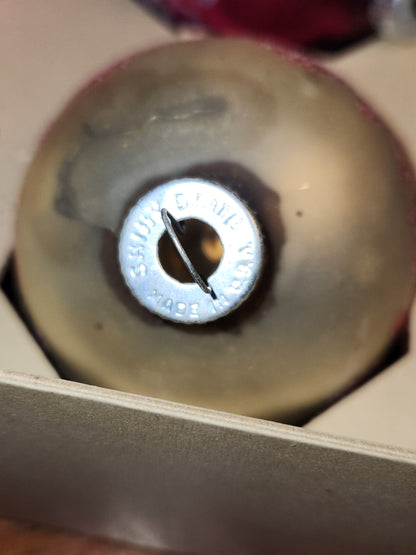 Vintage Shiny Brite Glass Ornaments with Mica Glitter In Box dated 1967 AS IS bo83