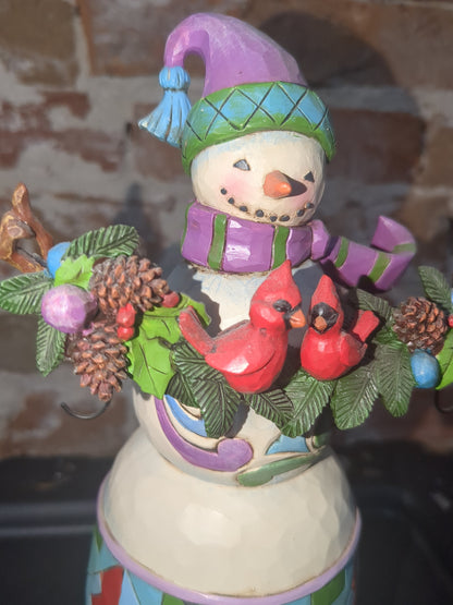 2013 Jim Shore Enesco A Winter's Home Snowman Branch Cardinals No.4035393